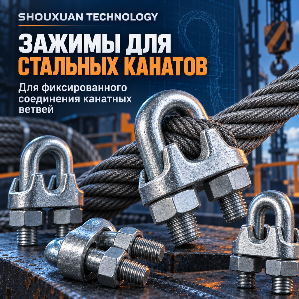 Зажимы для стальных канатов из углеродистой и нержавеющей стали