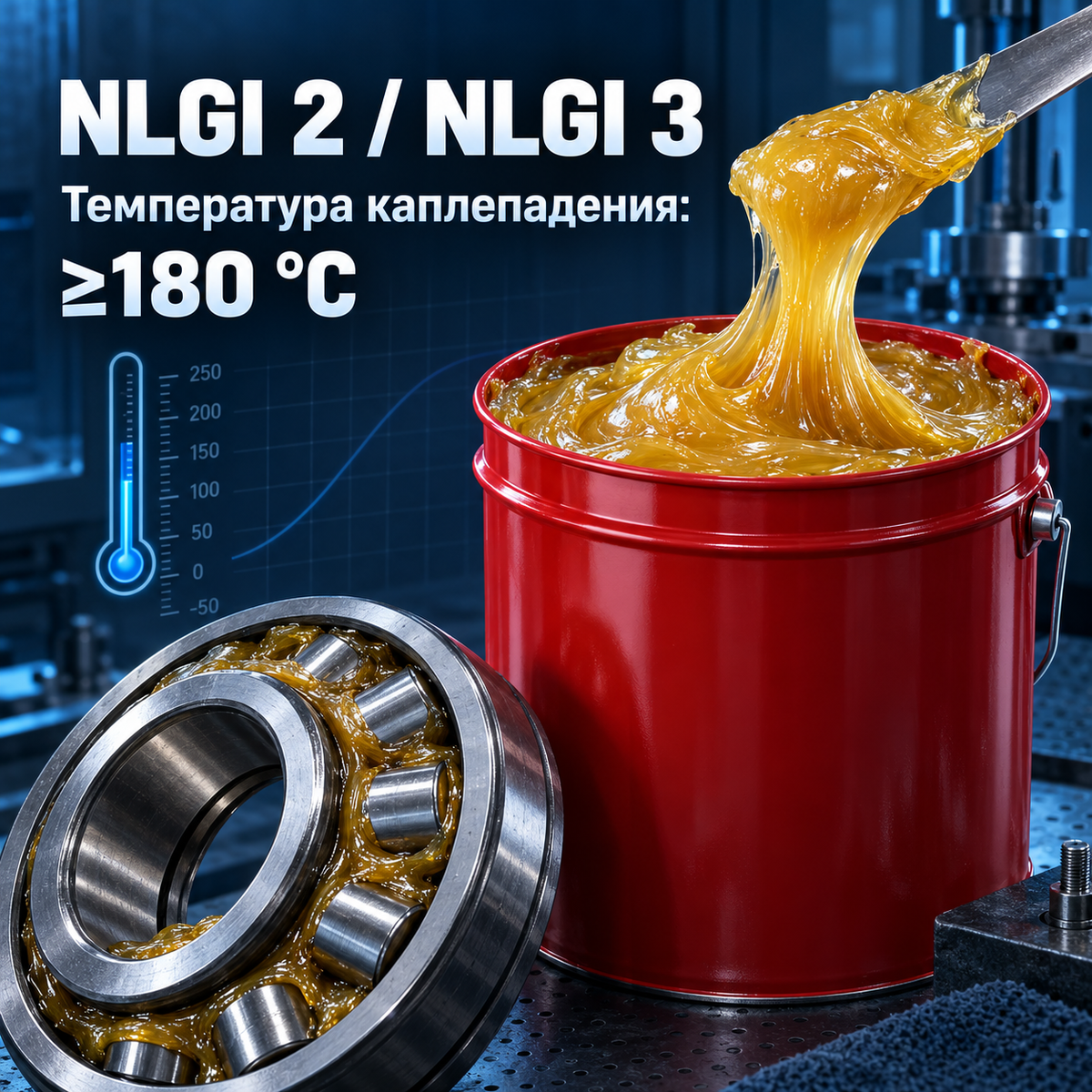 Литиевая EP-смазка для тяжёлых нагрузок NLGI 2/3, температура каплепадения ≥180 °C