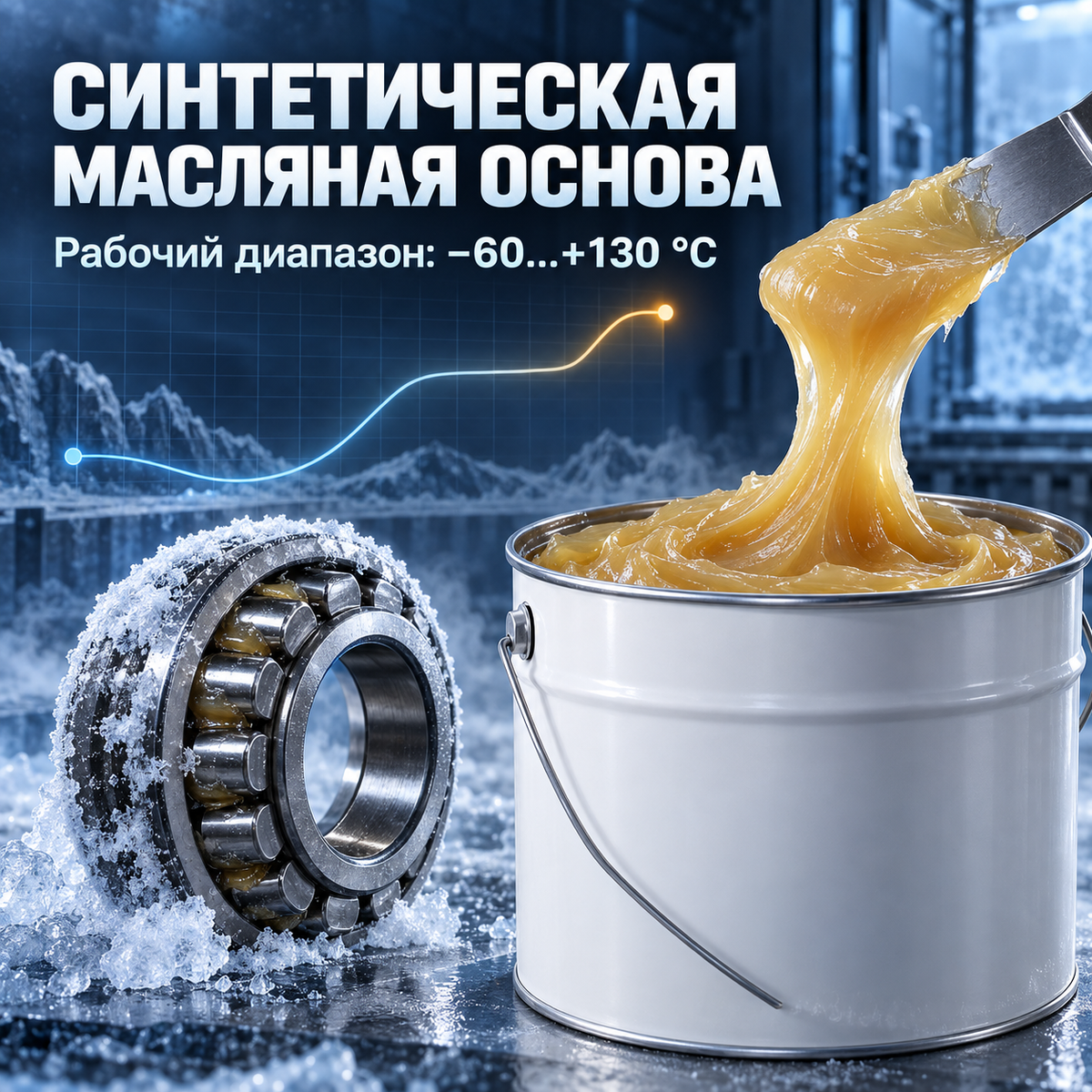 Низкотемпературная синтетическая смазка до −60 °C для экстремально холодных условий