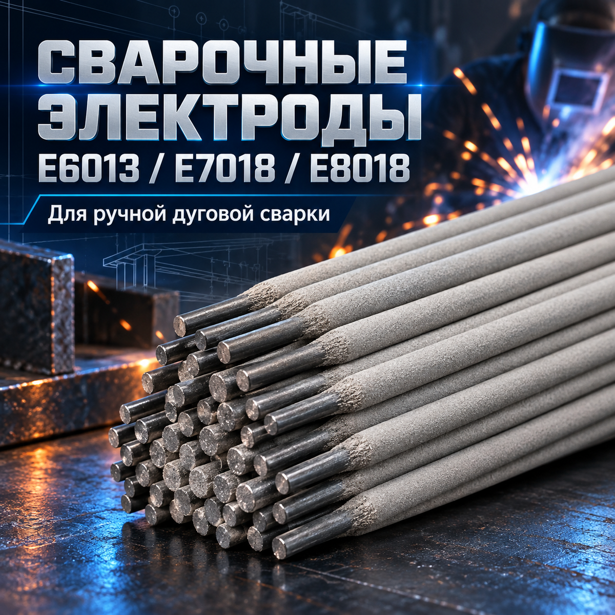 Сварочные электроды E6013 / E7018 / E8018 для ручной дуговой сварки