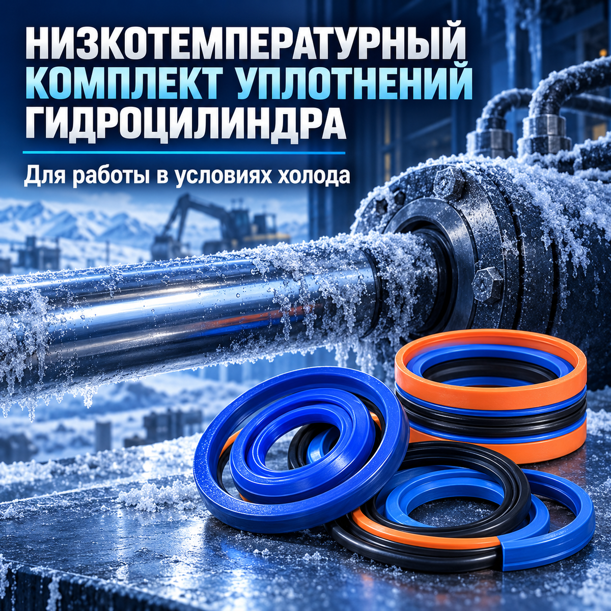 Низкотемпературный комплект уплотнений гидроцилиндра HNBR 90A и PU
