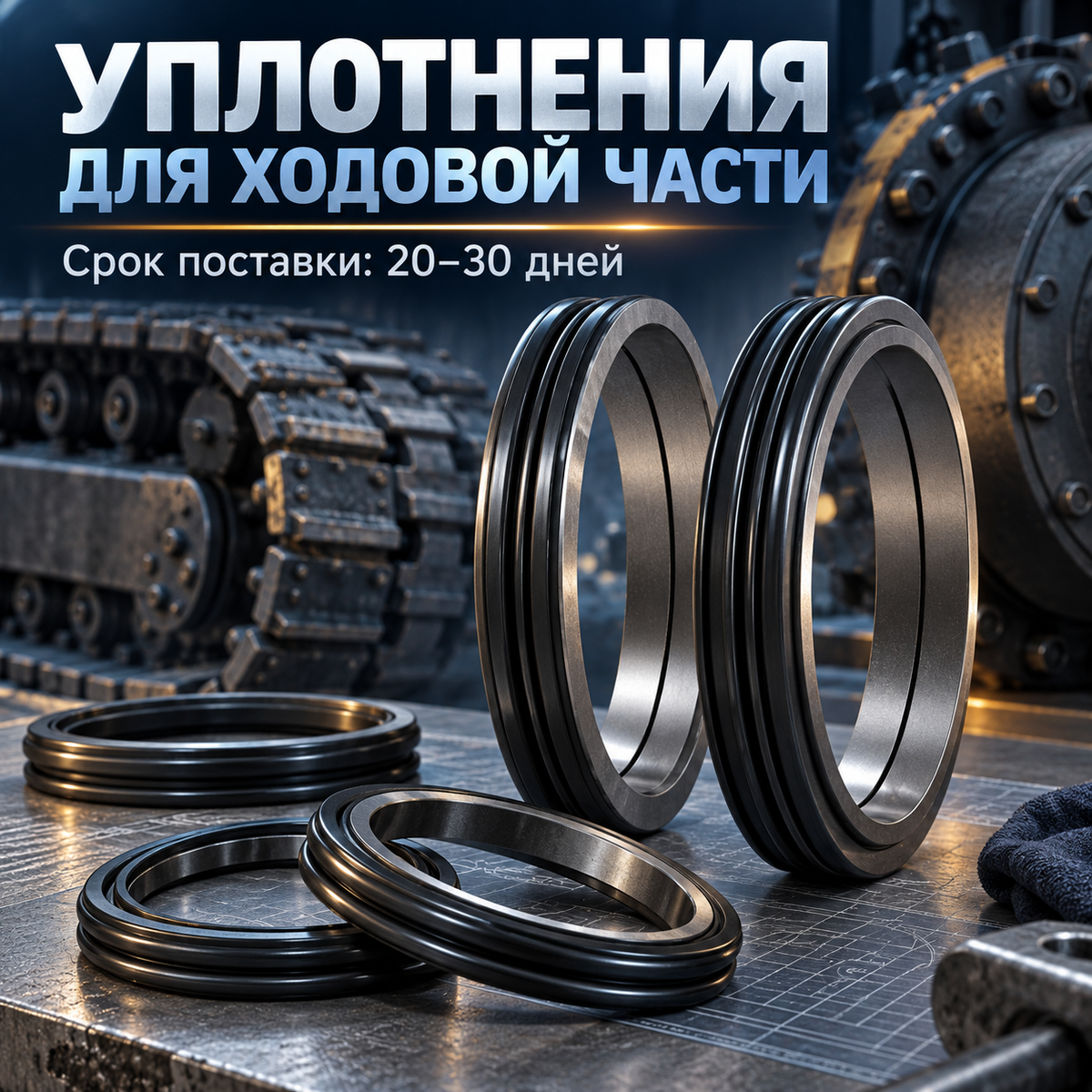 Плавающее уплотнение FMVQ до −60 °C для ходовой части бульдозеров