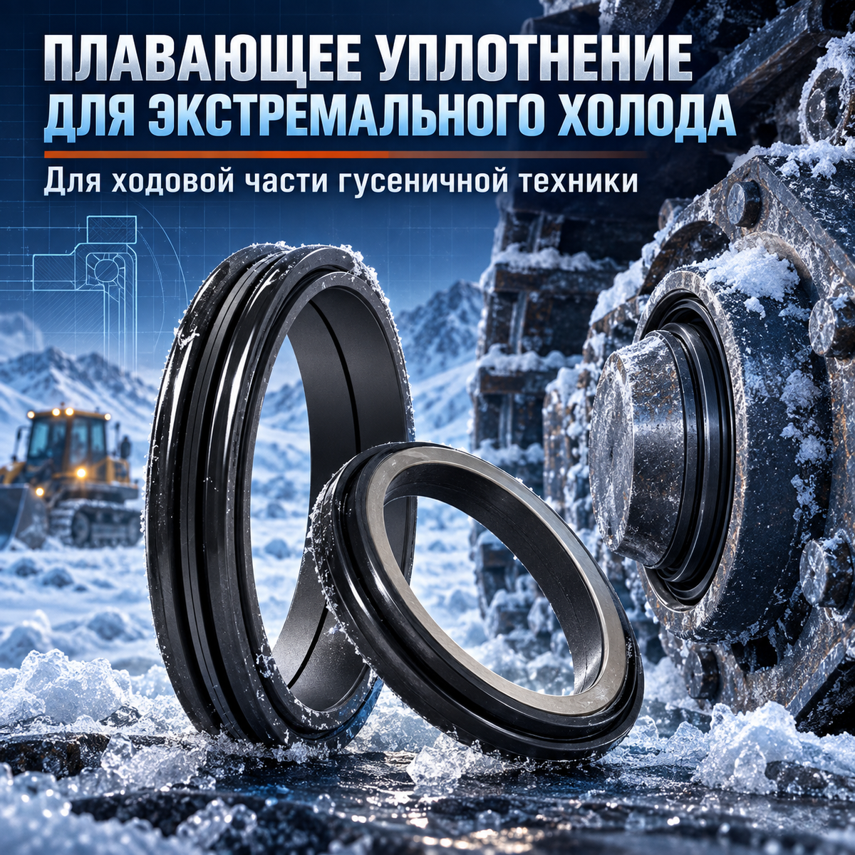 Плавающее уплотнение FMVQ до −60 °C для ходовой части бульдозеров