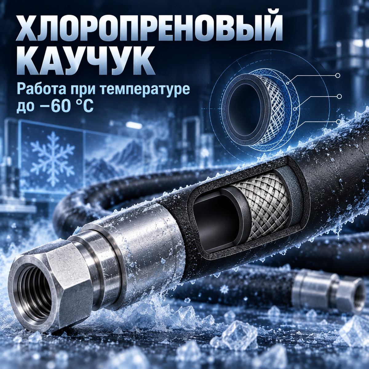 Низкотемпературный гидравлический рукав из хлоропренового каучука до −60 °C