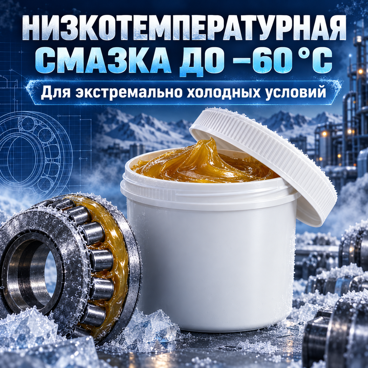 Низкотемпературная синтетическая смазка до −60 °C для бурового оборудования
