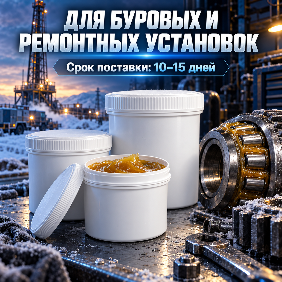 Низкотемпературная синтетическая смазка до −60 °C для бурового оборудования
