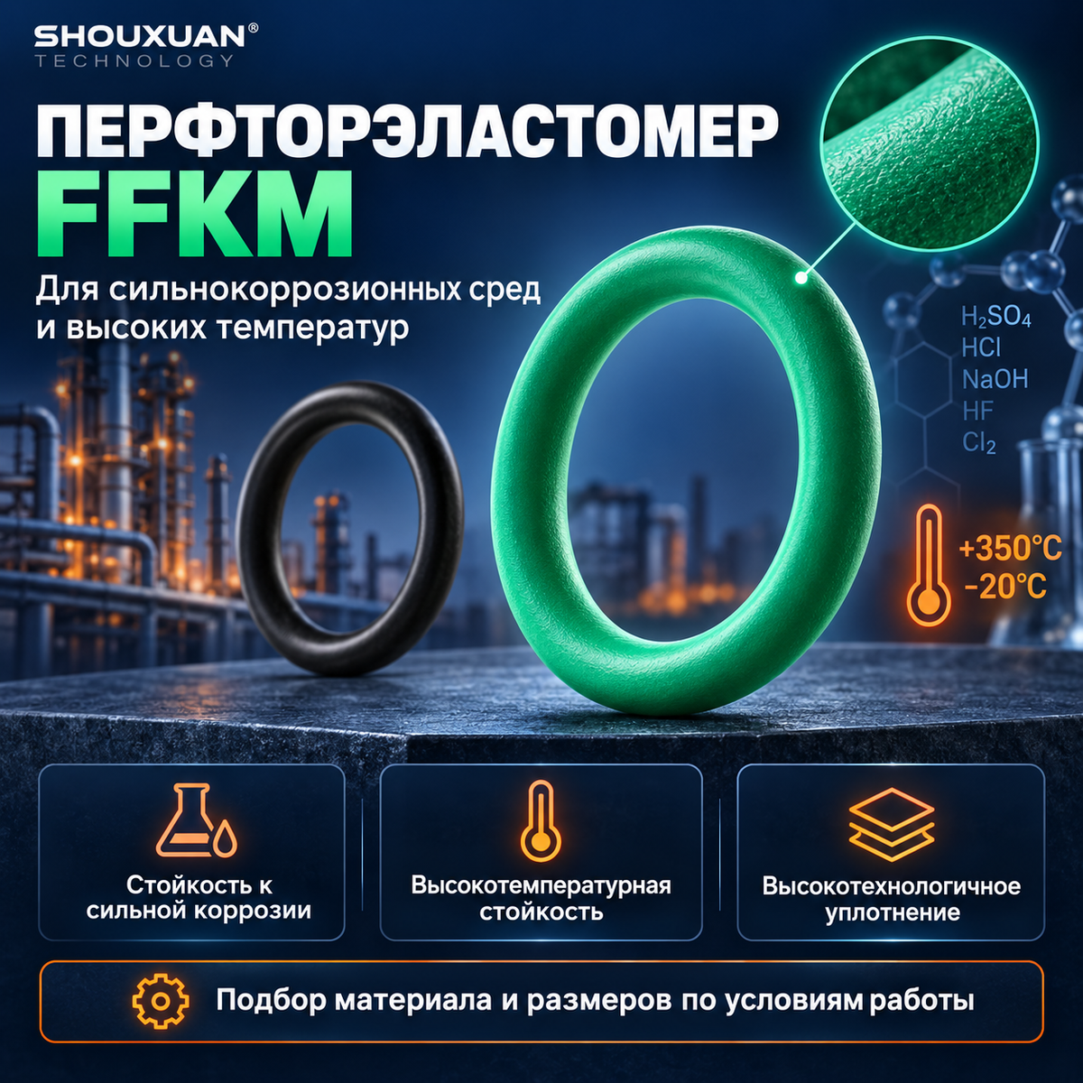 FFKM O-ring, -25~+300°C, for highly corrosive and high-temperature environments, for Cameron/FMC wellhead equipment, NOV wellhead equipment and Jereh acid fracturing equipment, custom manufacturing