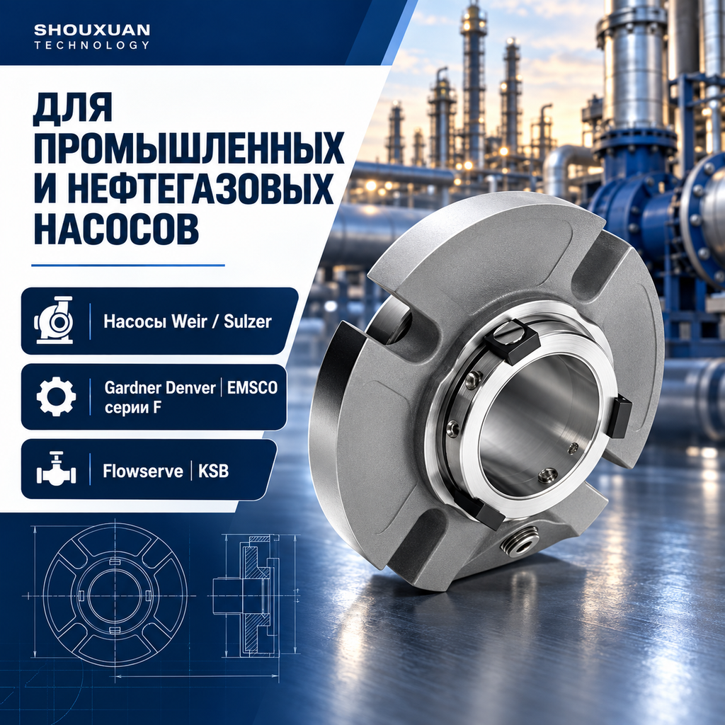 Картриджевое торцевое механическое уплотнение вала насоса, пары трения SiC/SiC или WC/Carbon, для насосов Weir, Sulzer, Gardner Denver, EMSCO, Flowserve и KSB, изготовление на заказ