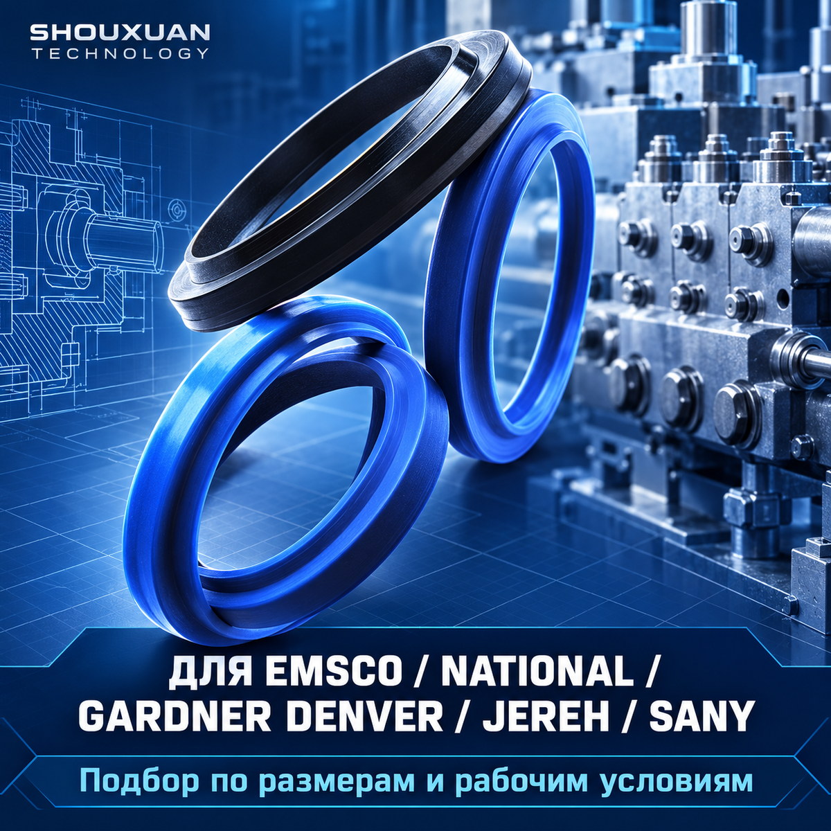 High-pressure multi-lip PTFE + NBR/FKM seal for piston and fracturing pumps