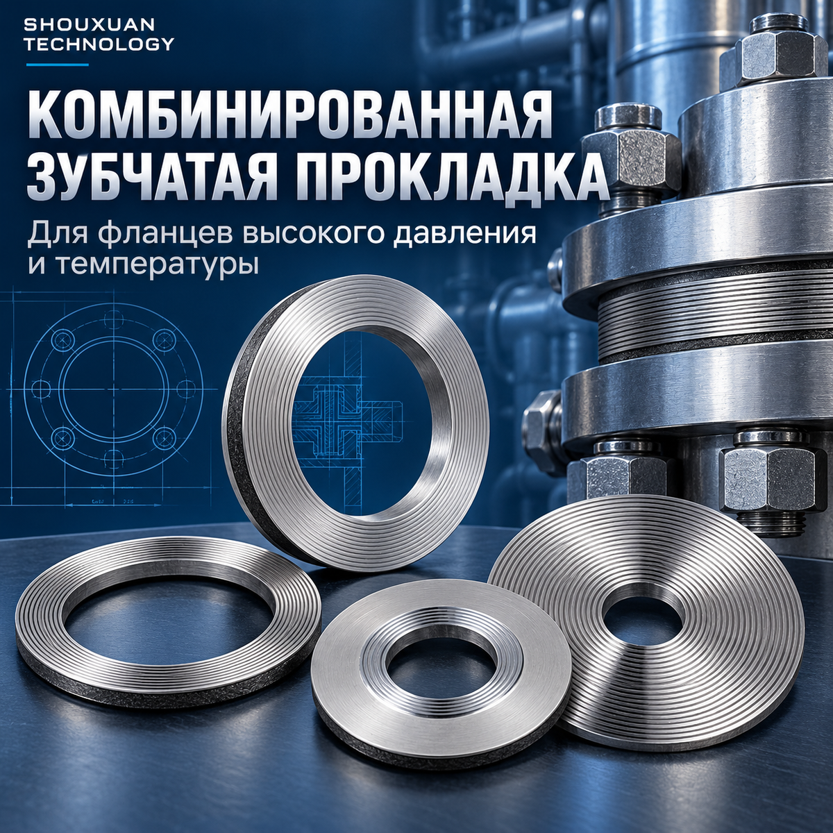 Stainless Steel Serrated Gasket with Graphite for High-Pressure and High-Temperature Flanges