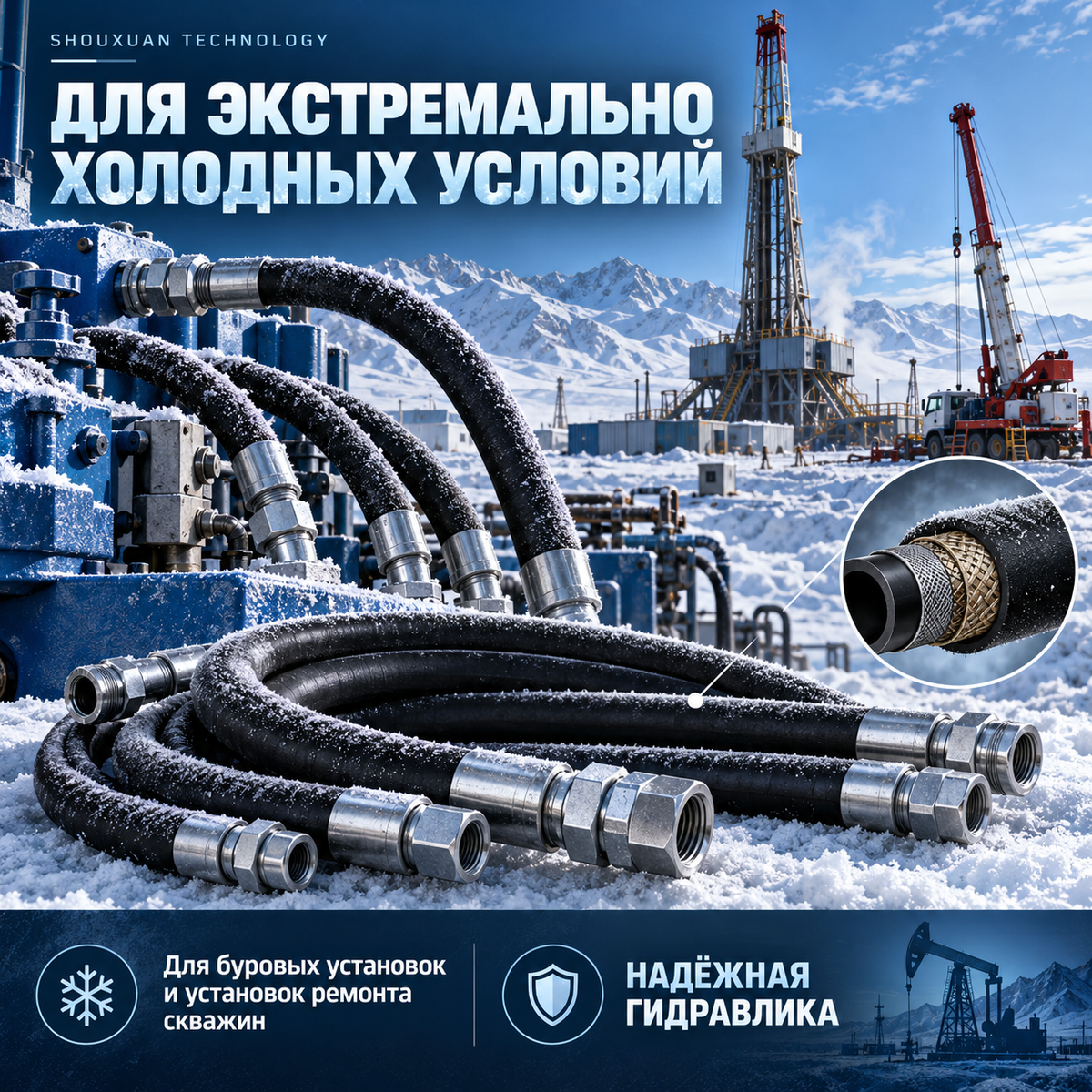 Морозостойкий гидравлический рукав, неопрен, до −60°C
