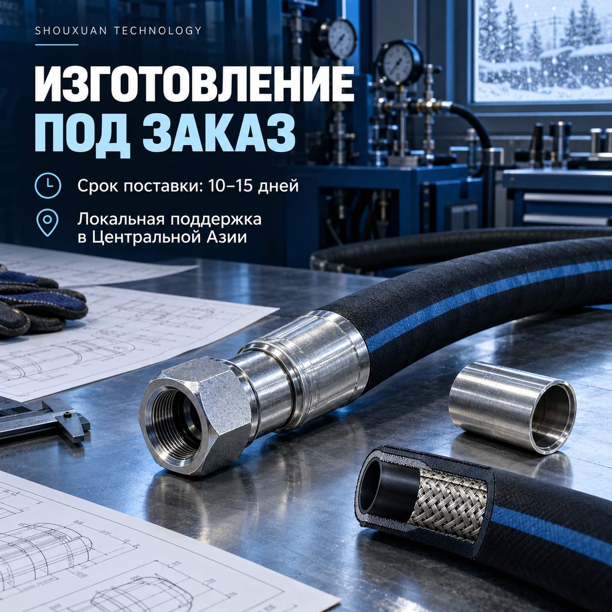 Морозостойкий гидравлический рукав, неопрен, до −60°C