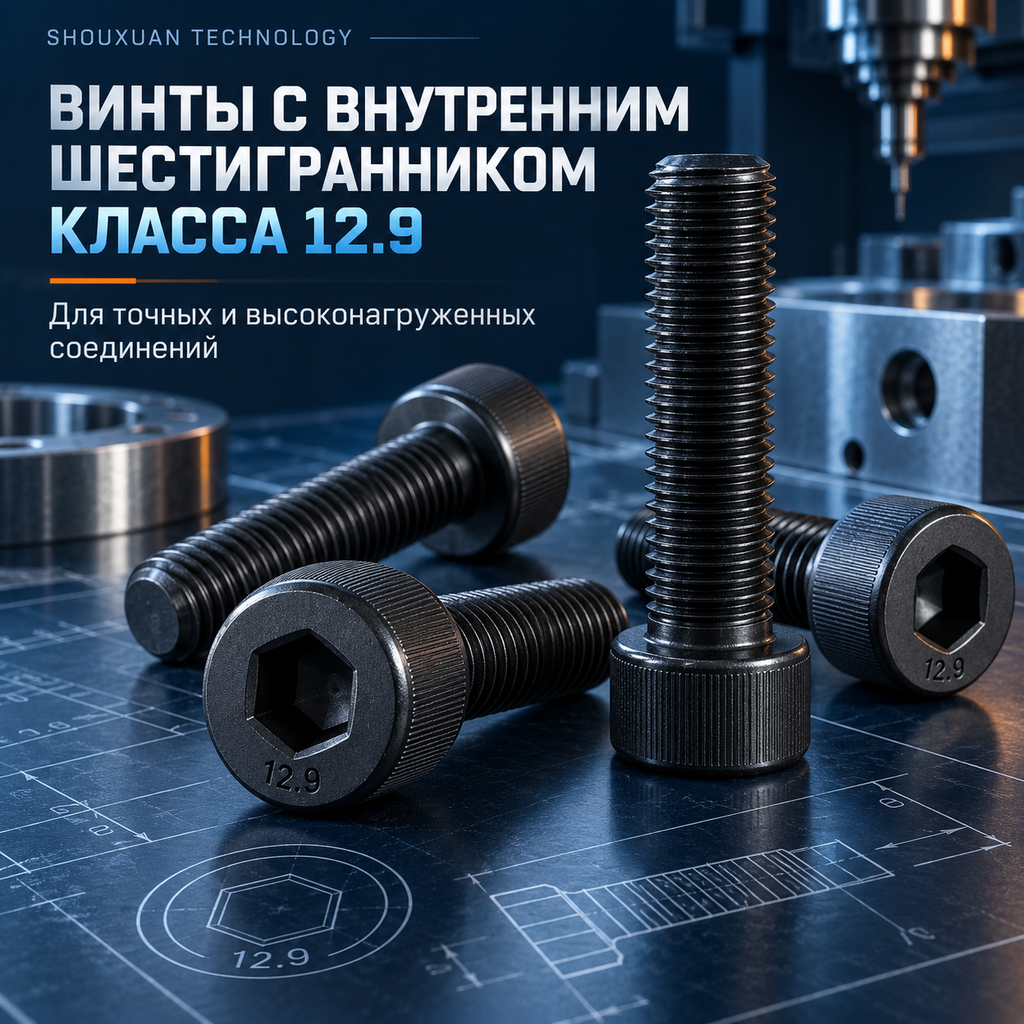 Винты с внутренним шестигранником класса прочности 12.9, M4–M24, для точных соединений