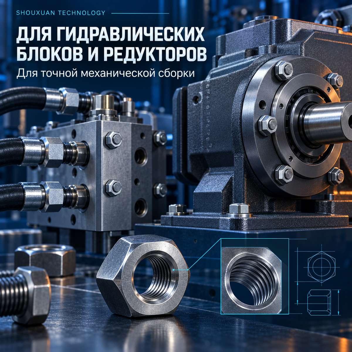 Hex nuts M4–M24 for precision threaded joints
