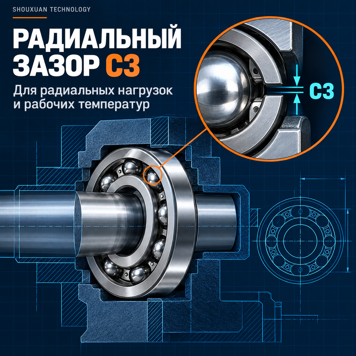 Radial ball bearings, accuracy class P6 / P5, radial clearance C3
