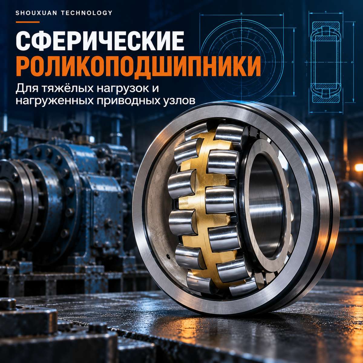 Spherical roller bearings P6, C3 / C4 clearance, brass cage, for heavy loads