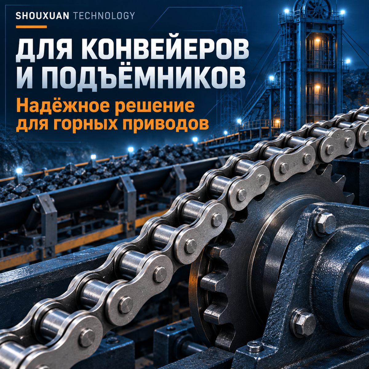 Drive roller chains 06B–32B for conveyors, elevators and drilling rigs