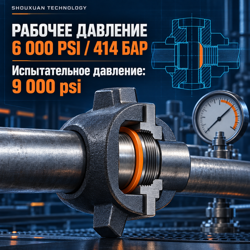 Быстроразъёмное соединение FIG 602, 6 000 psi, AISI 4130, для трубопроводных манифольдов