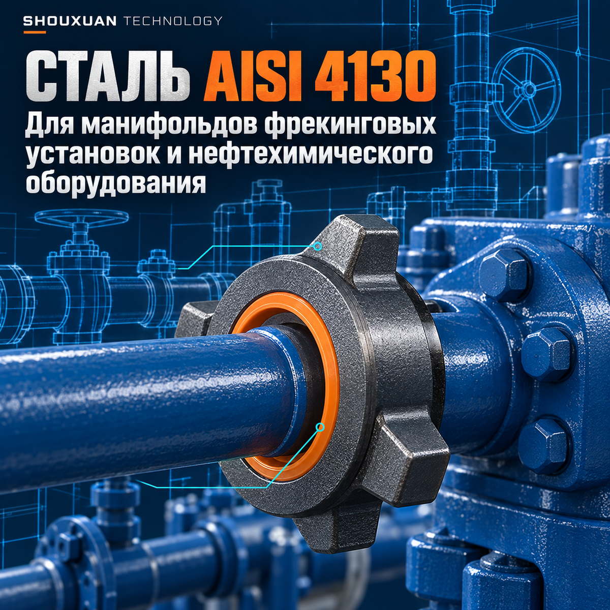 Быстроразъёмное соединение FIG 602, 6 000 psi, AISI 4130, для трубопроводных манифольдов