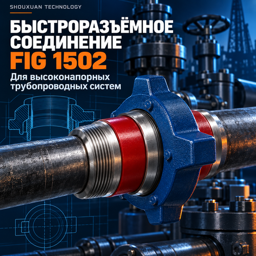 Быстроразъёмное соединение FIG 1502, 15 000 psi, AISI 4130, для высоконапорных манифольдов