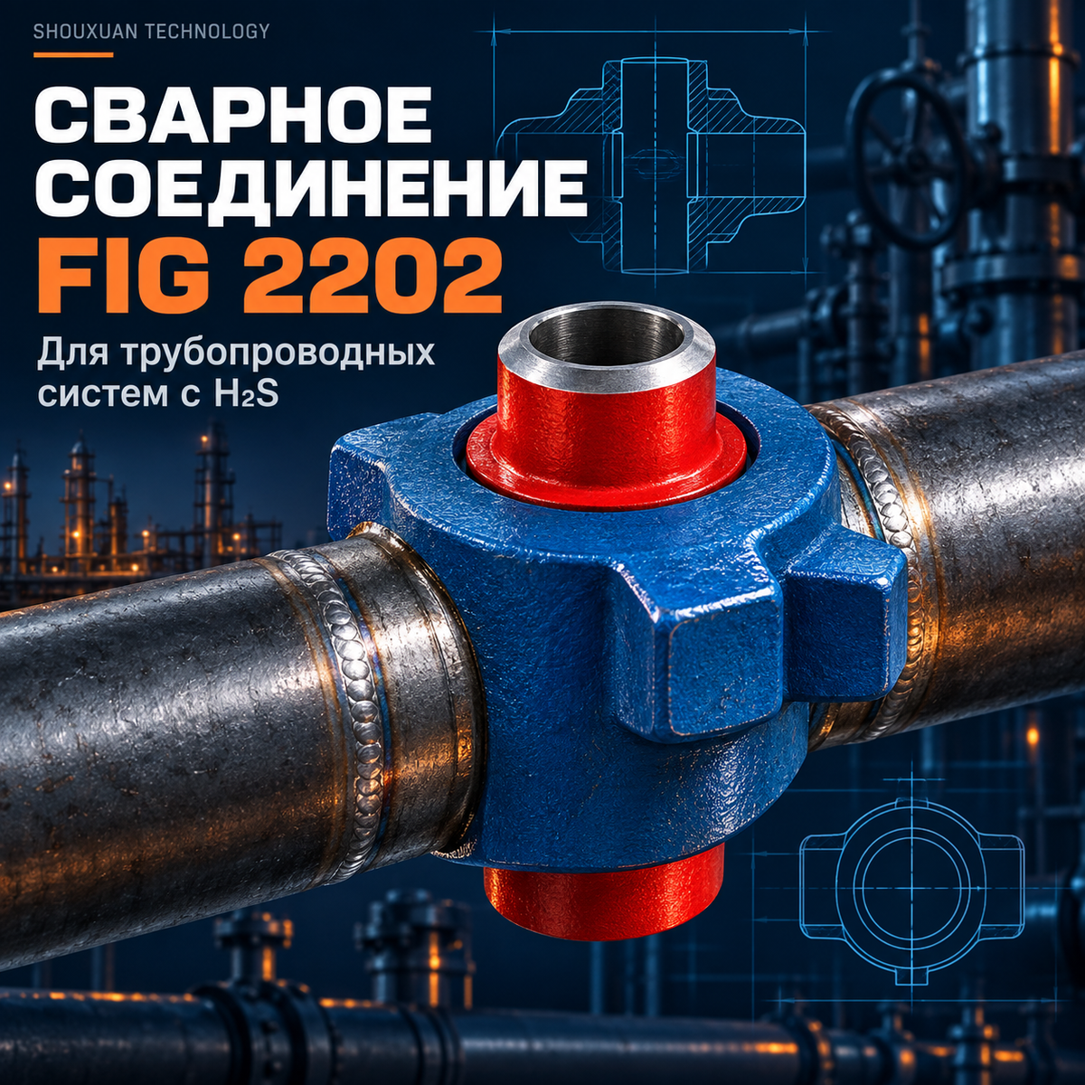 Сварное быстроразъёмное соединение FIG 2202 для H₂S-содержащих сред, NACE MR0175 / ISO 15156