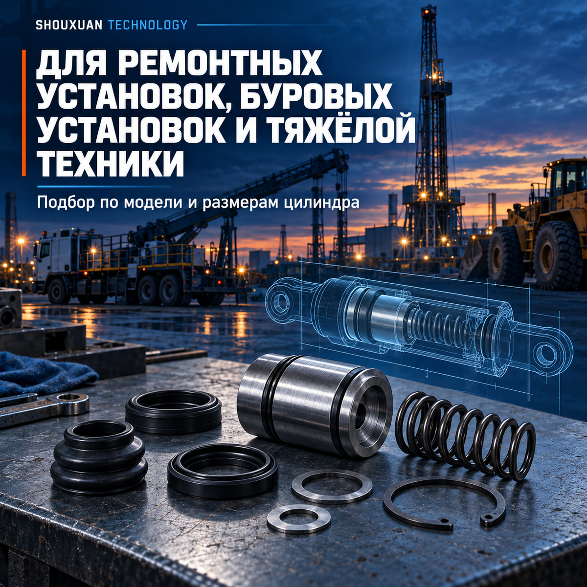 Brake cylinder repair kit: NBR/FKM seals, piston and spring